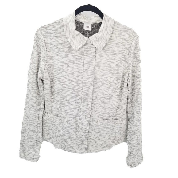 CAbi Neo Moto Jacket womens size medium Heathered Gray zip up button soft knit - Picture 2 of 12